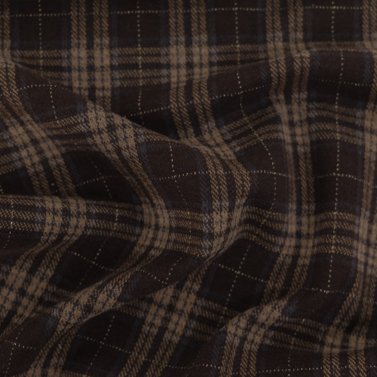 Maille Douce Carreaux Cacao Lurex Argent - Maison Klem